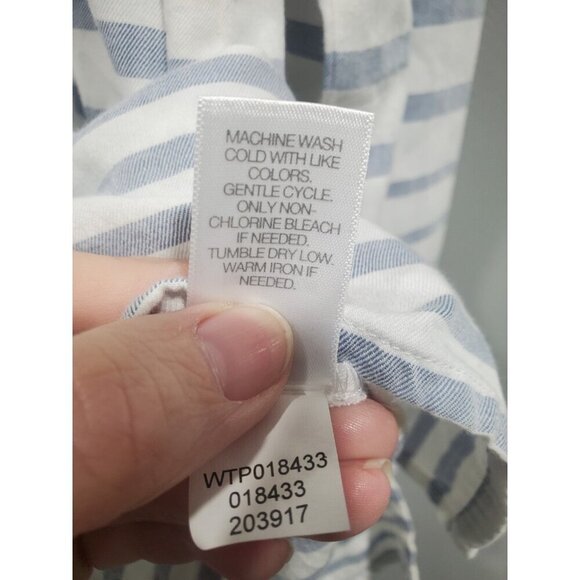 J. Jill Women's Button Front Top White Gray Striped Tunic Long-sleeved Sz S Tall - Picture 13 of 15